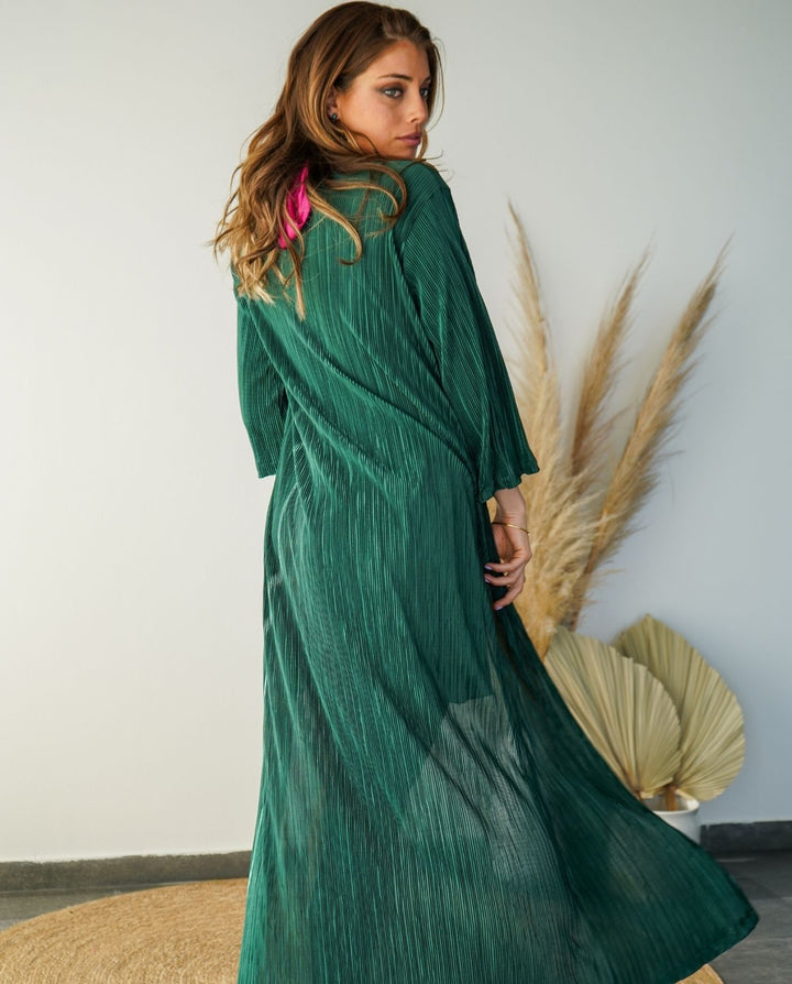 DARK GREEN PLEATED CAMILA MAXI COVER