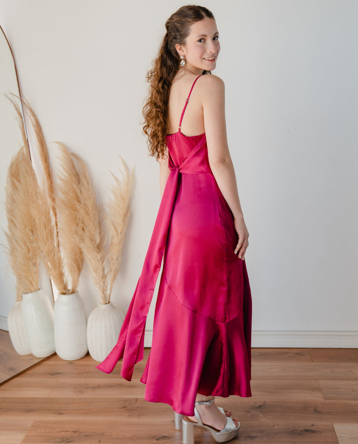 Vestido Midi de Fiesta Manuela Magenta