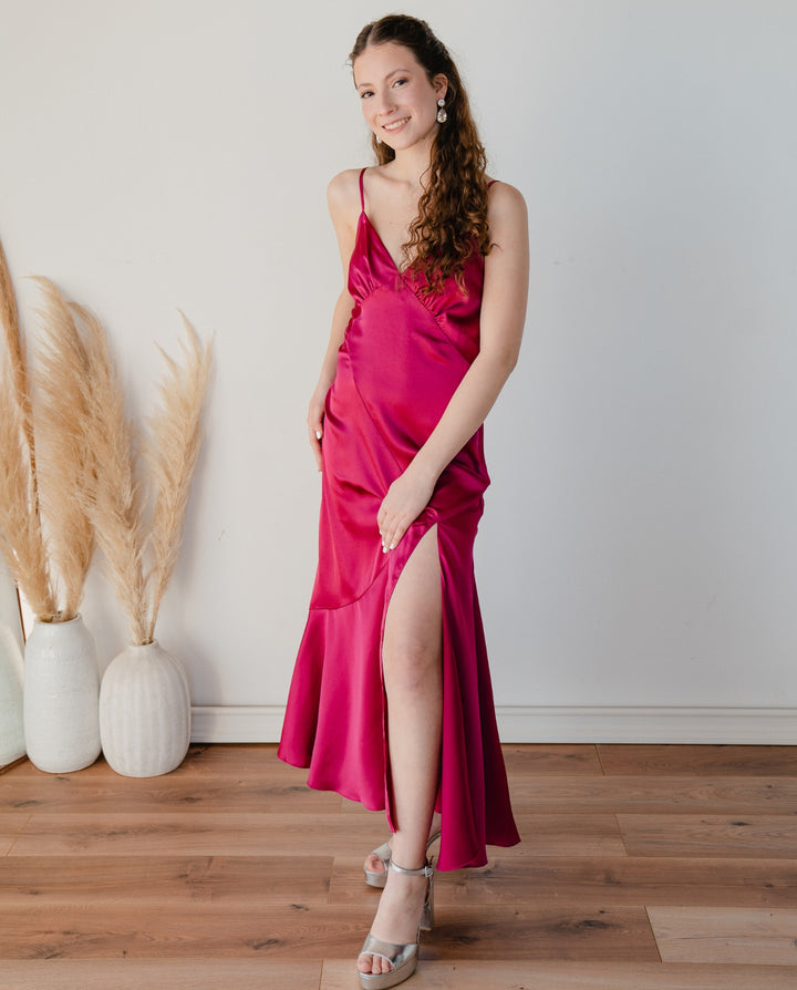 Vestido Midi de Fiesta Manuela Magenta