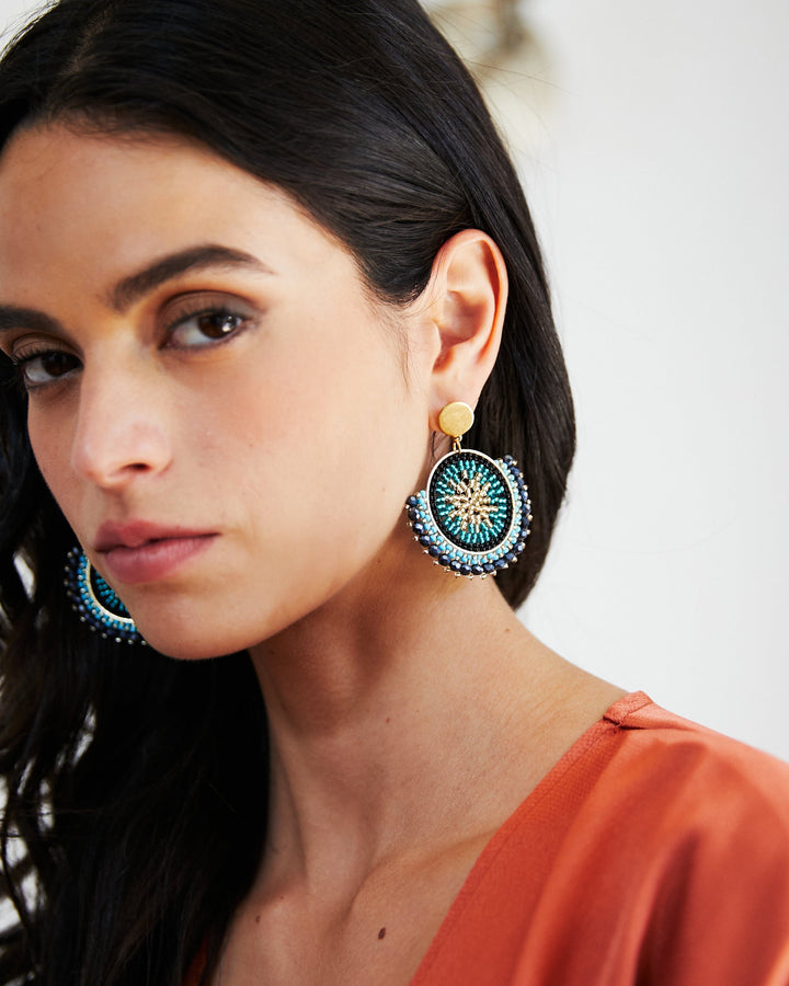 Aros Amapola Dorado/Turquesa