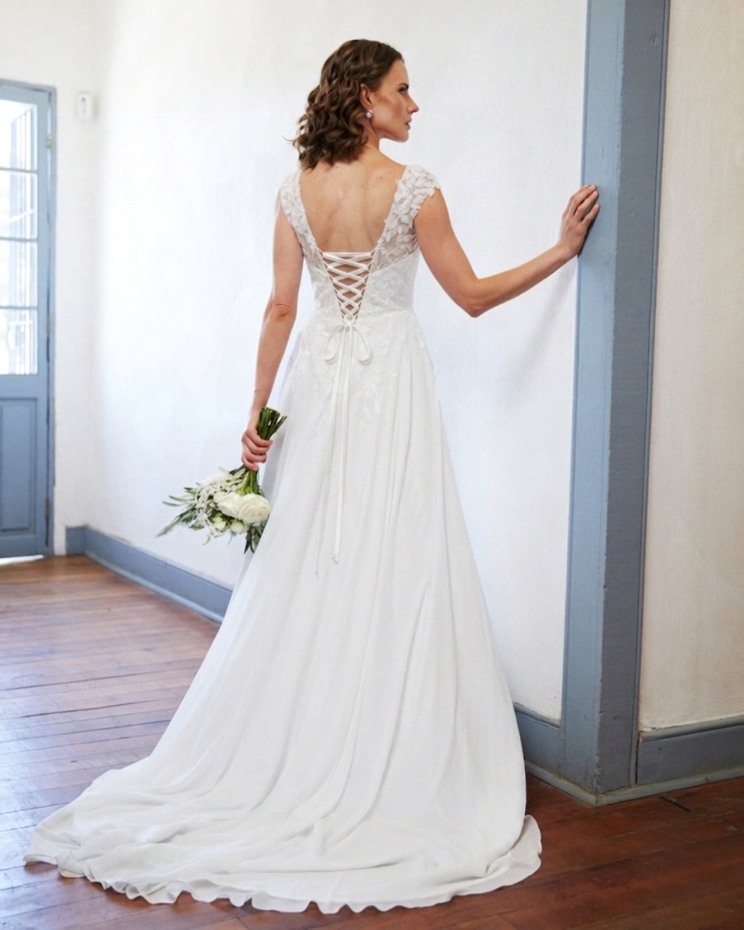 Vestido Largo de Novia Aura Gasa Ivory