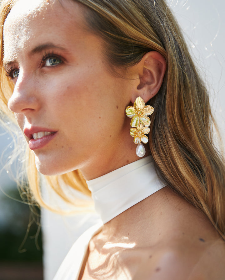 Aros Amaranta Perla Dorado