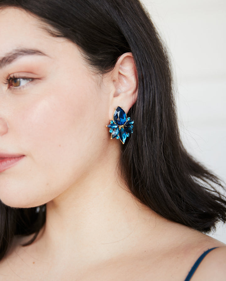 Aros Emma Gota Piedras Y Strass Turquesa