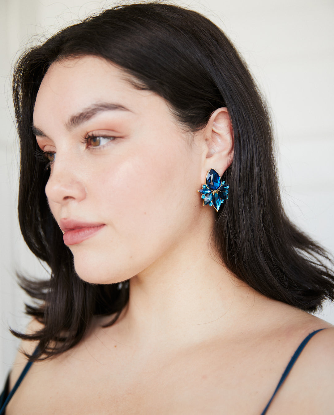 Aros Emma Gota Piedras Y Strass Turquesa