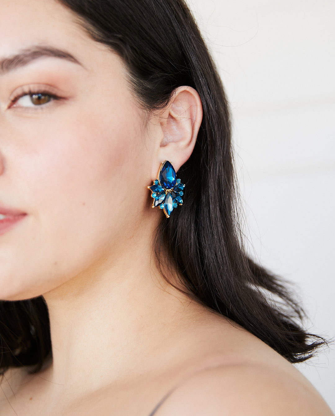 Aros Emma Gota Piedras Y Strass Turquesa