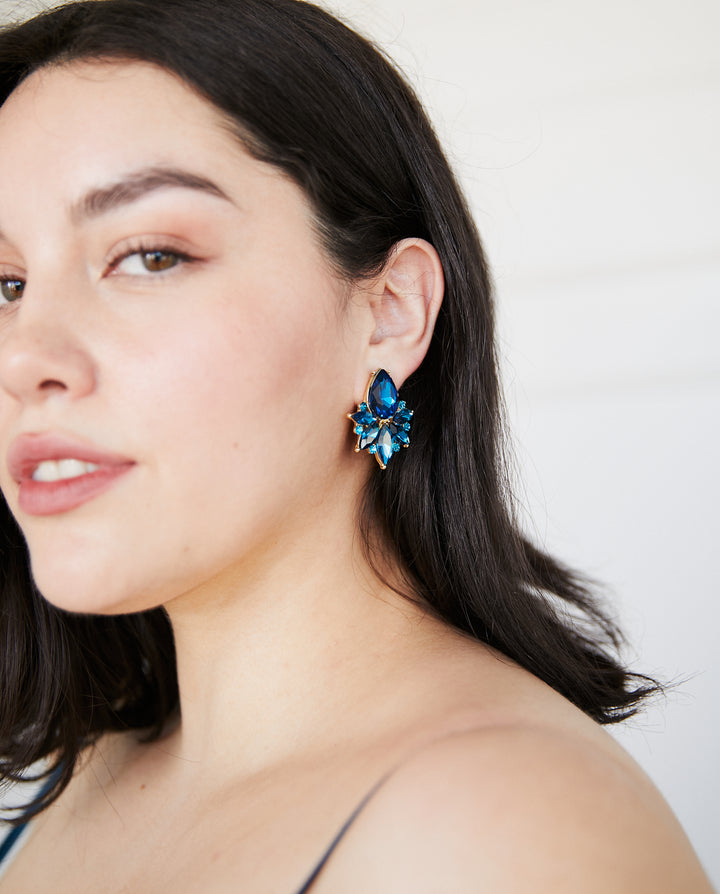 Aros Emma Gota Piedras Y Strass Turquesa