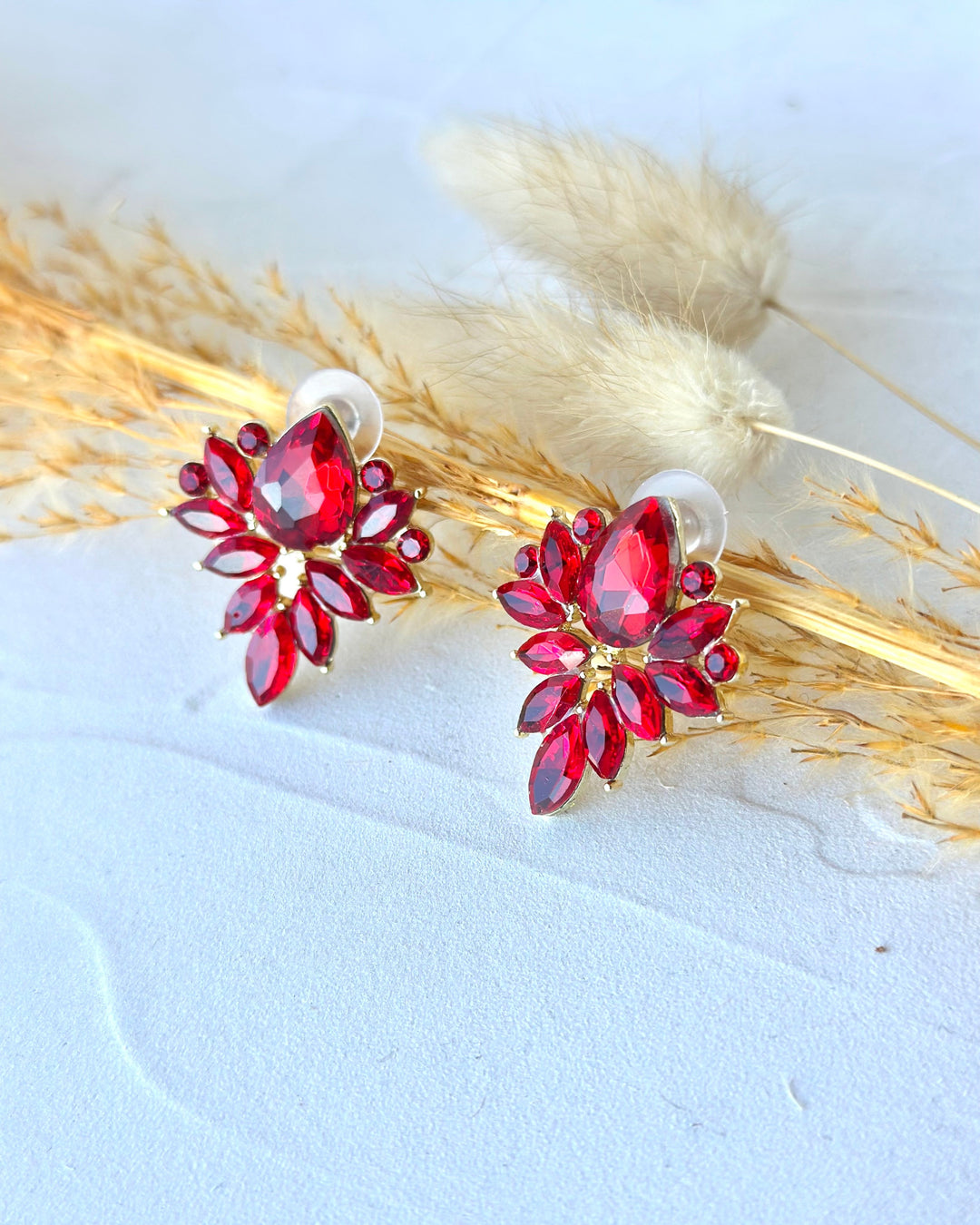 Aros diana piedras rojo