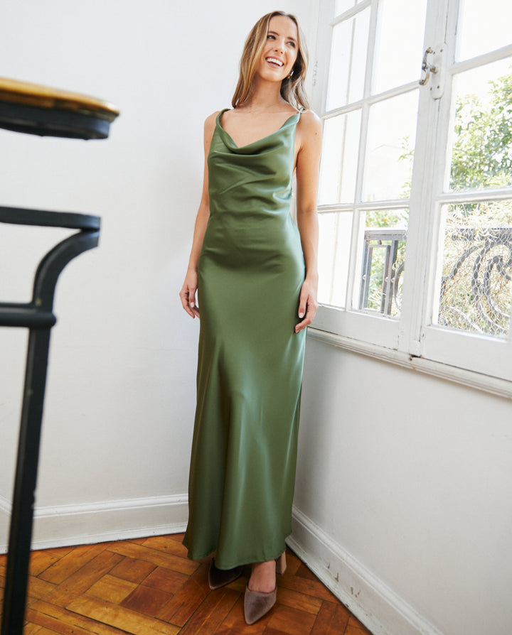 Vestido de Fiesta Montserrat Verde Olivo