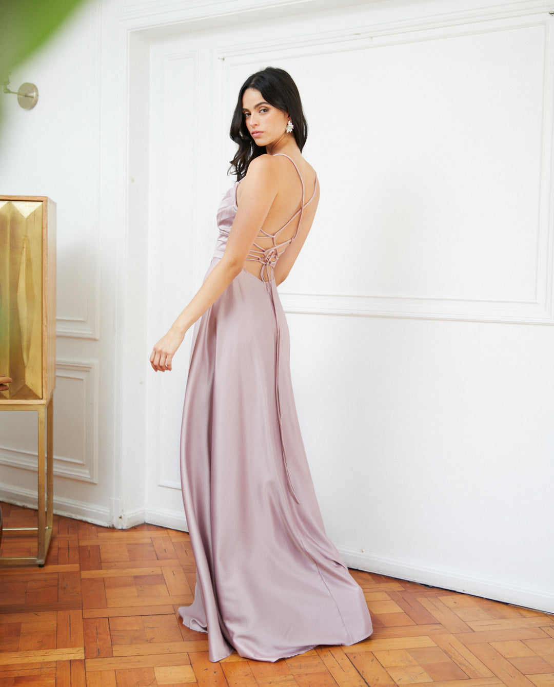 Vestido Largo de Fiesta Palma Rosado Claro