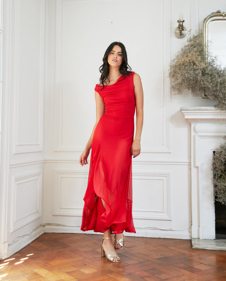 Vestido de Fiesta Muriel Vuelos Rojo