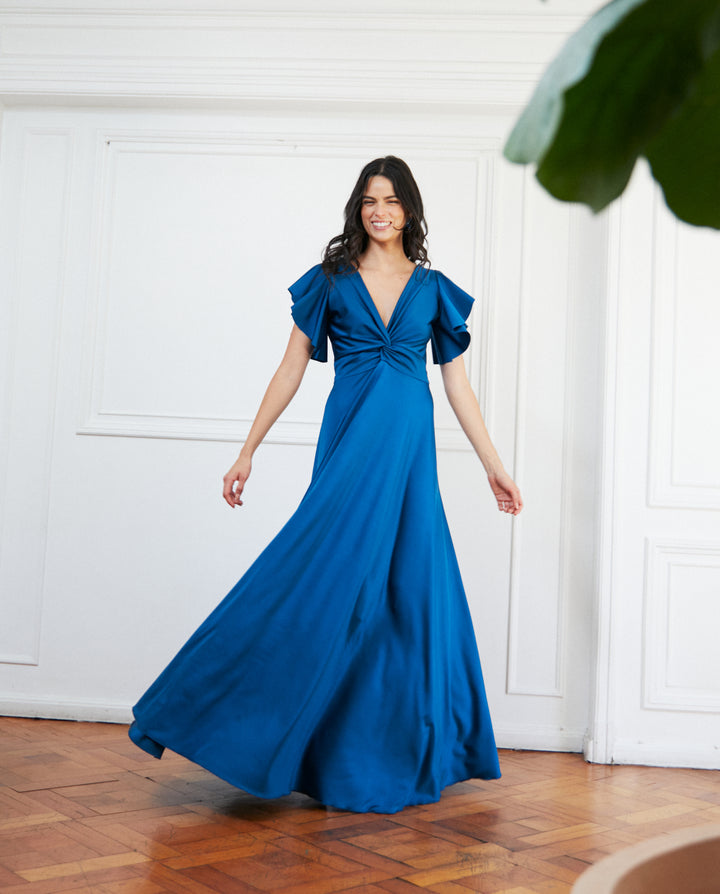 Vestido Largo de Fiesta Vane Turquesa Oscuro