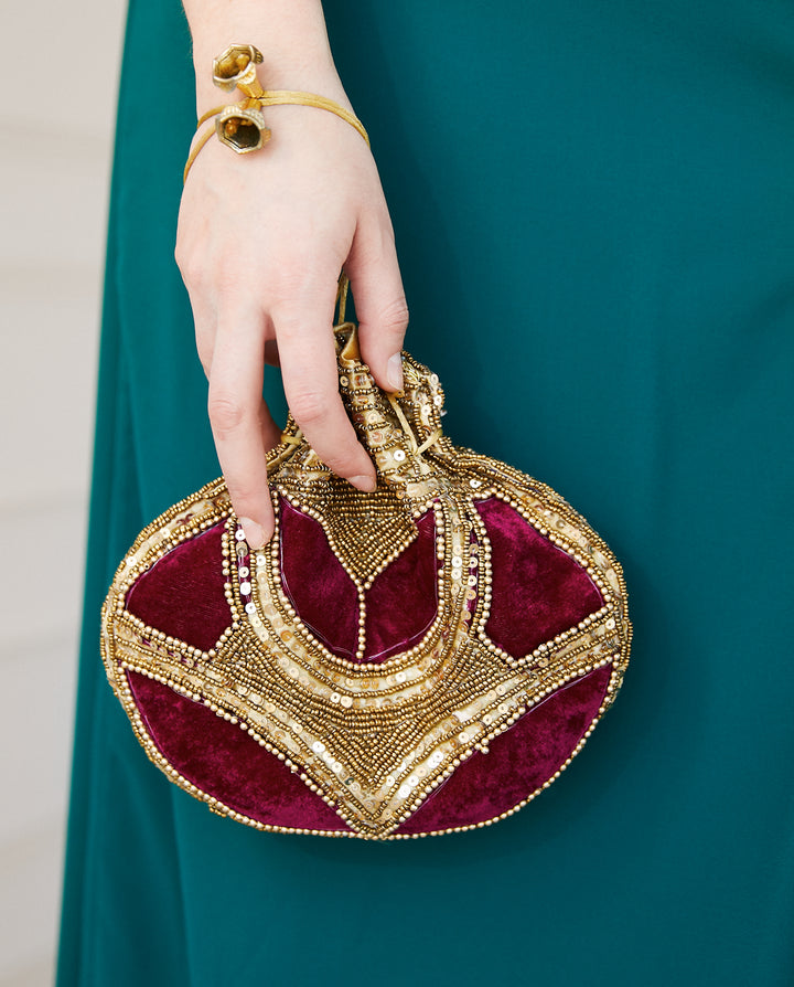 Bolso Indio Anali Burdeo/Dorado