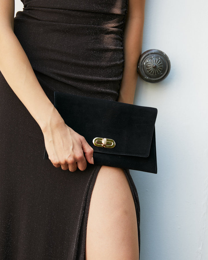 Clutch Amalia Gamuza Negro