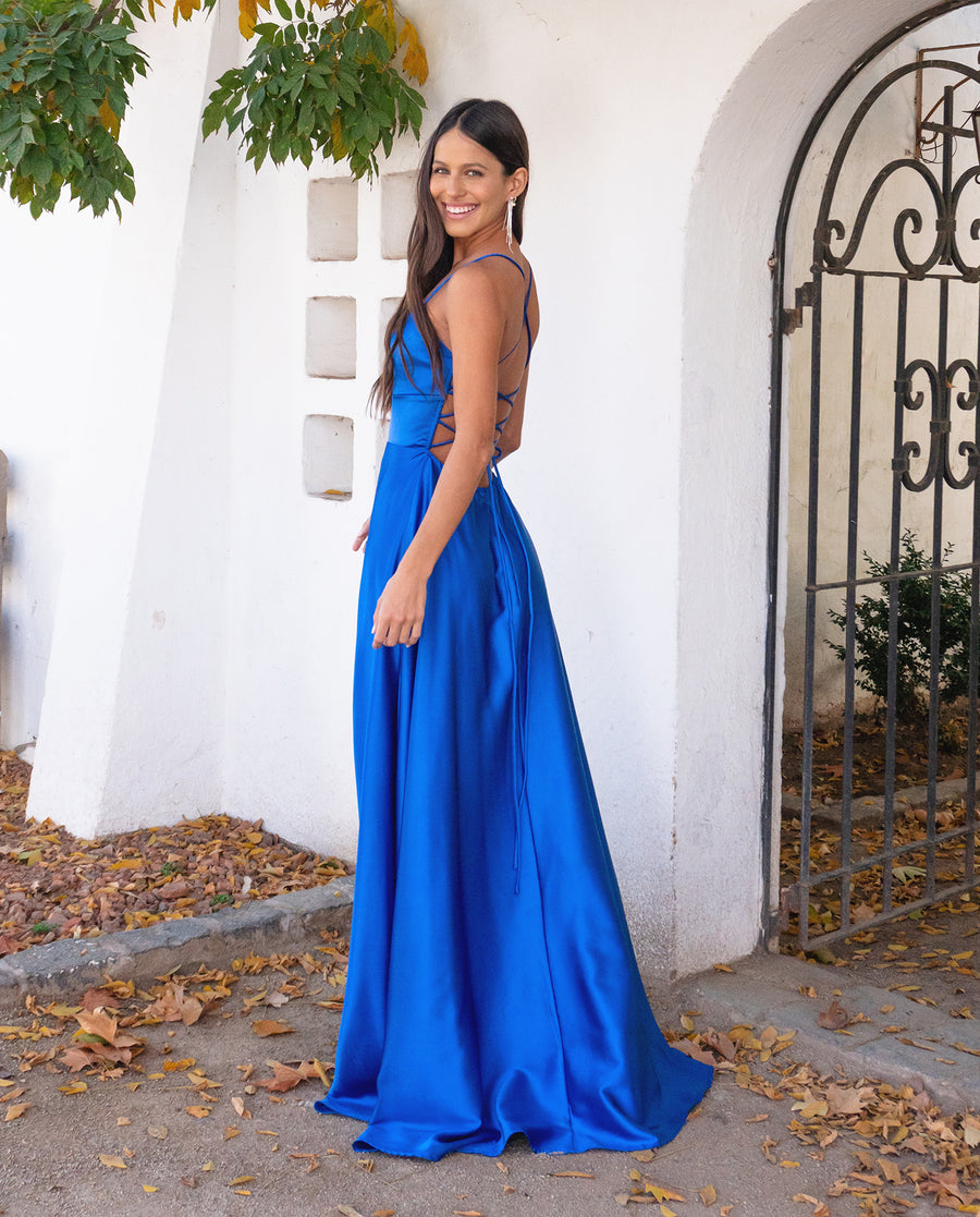 Vestido Largo de Fiesta Rafa Azul Royal