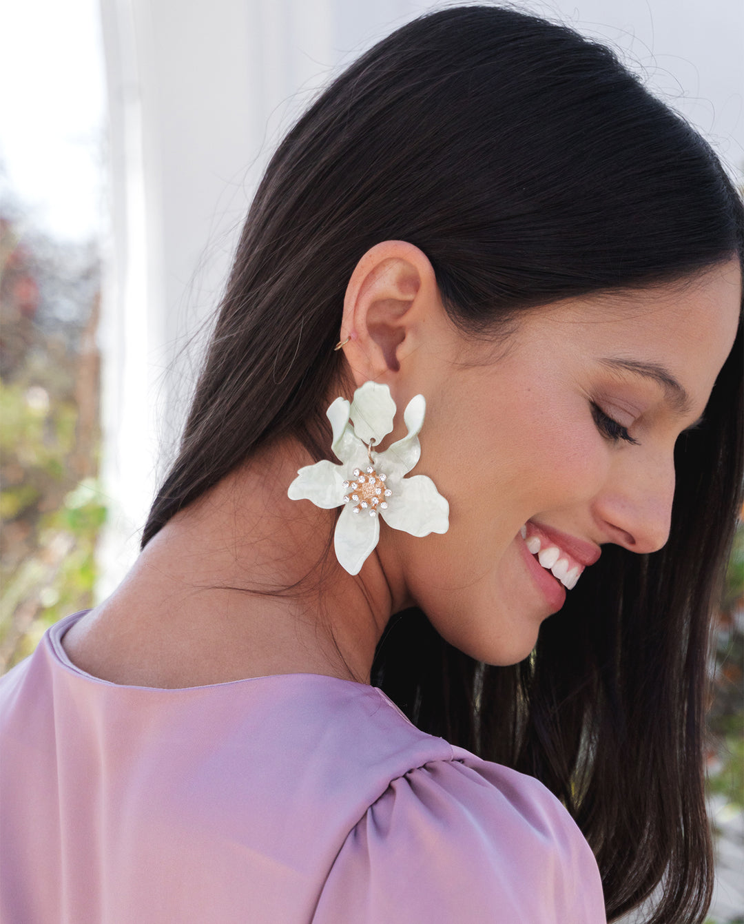MAXI FLOWER AND SHINE MINT EARRINGS