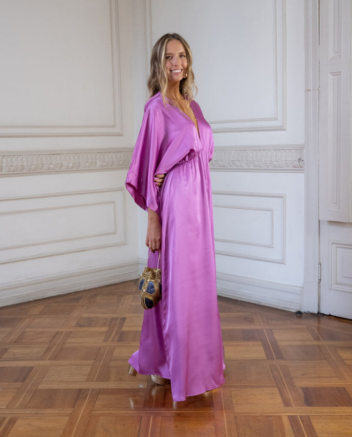 Vestido de Fiesta Pola Satín Lila