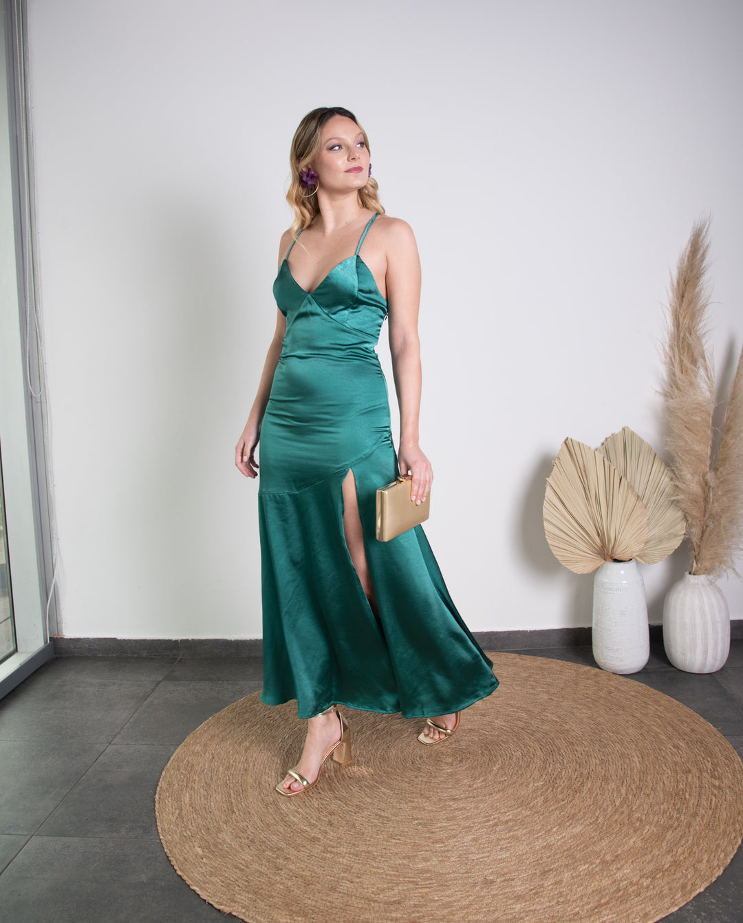 Vestido de Fiesta Renata Satin Verde