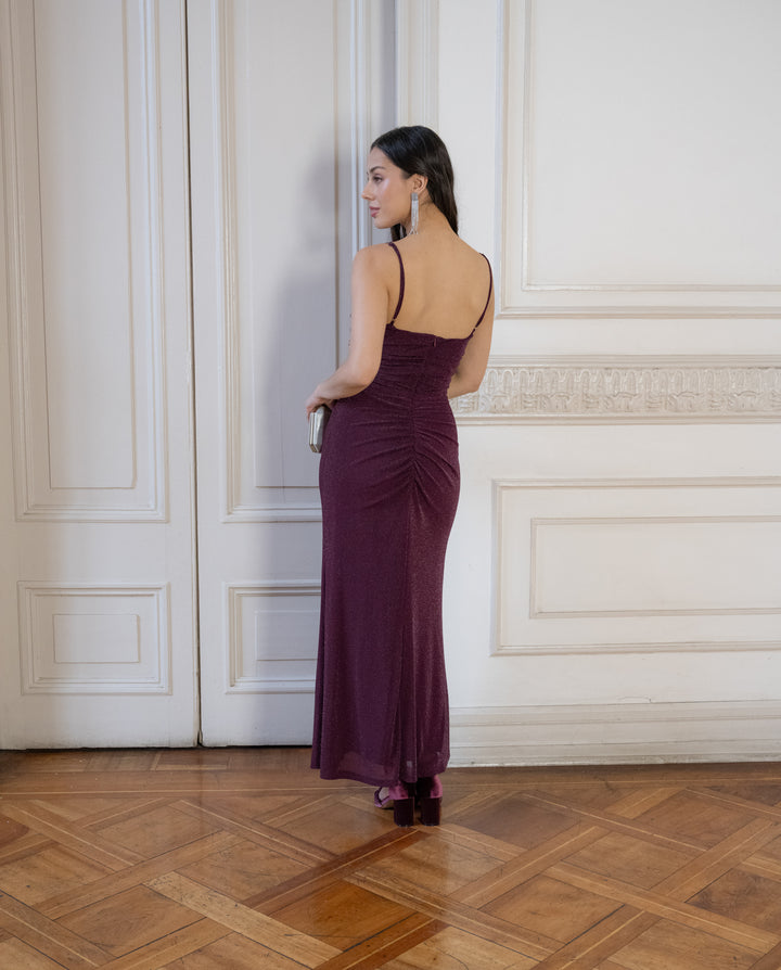 Vestido Largo de Fiesta Zara Vino