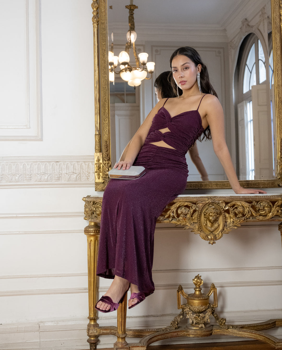 Vestido Largo de Fiesta Zara Vino