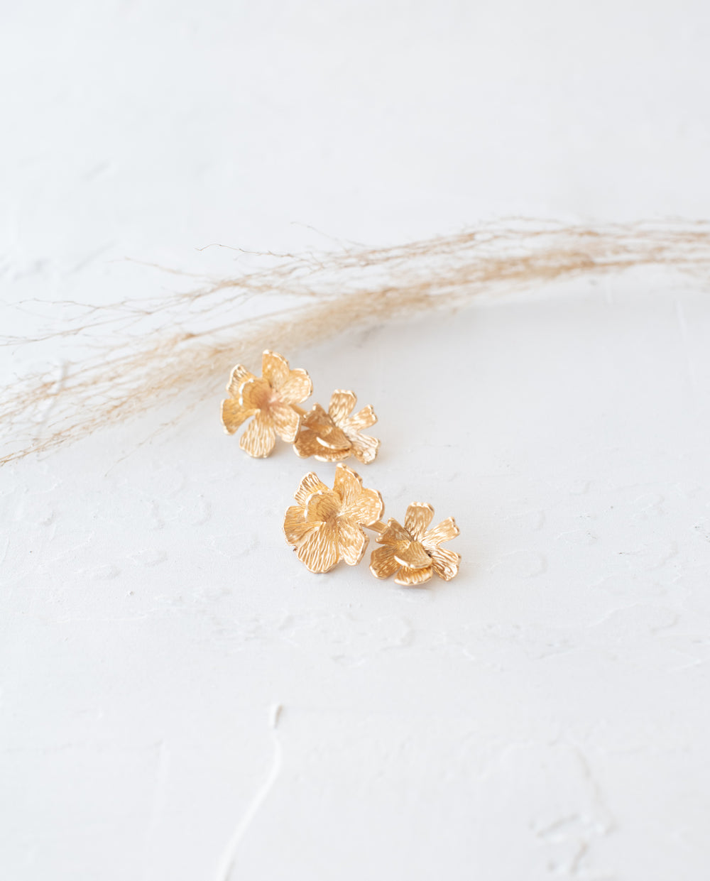 Aros Duo de Flores Dorado