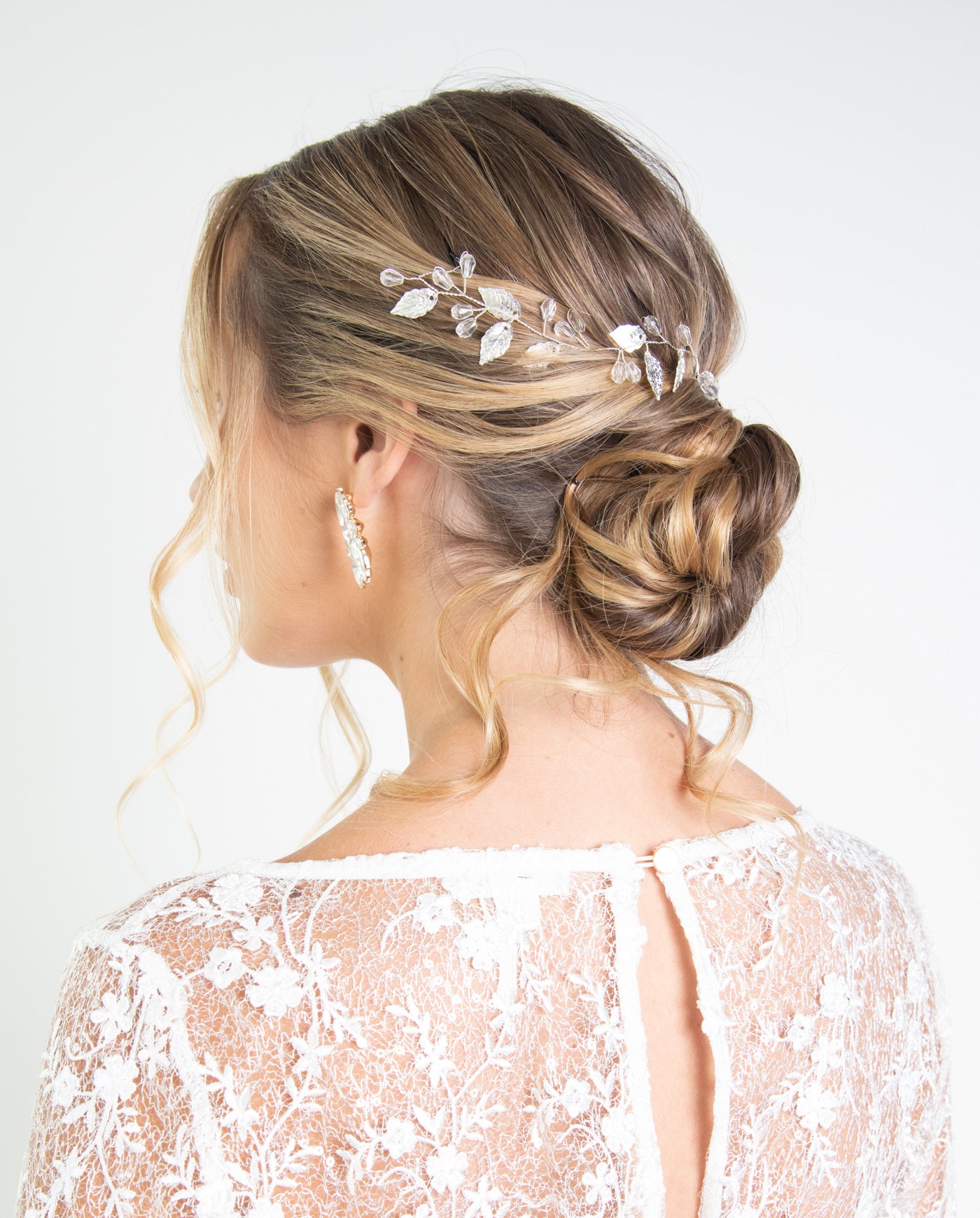 TOCADO DE NOVIA ROCIO HOJAS PLATEADO