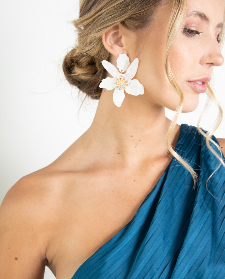 MAXI FLOWER AND SHINE IVORY EARRINGS