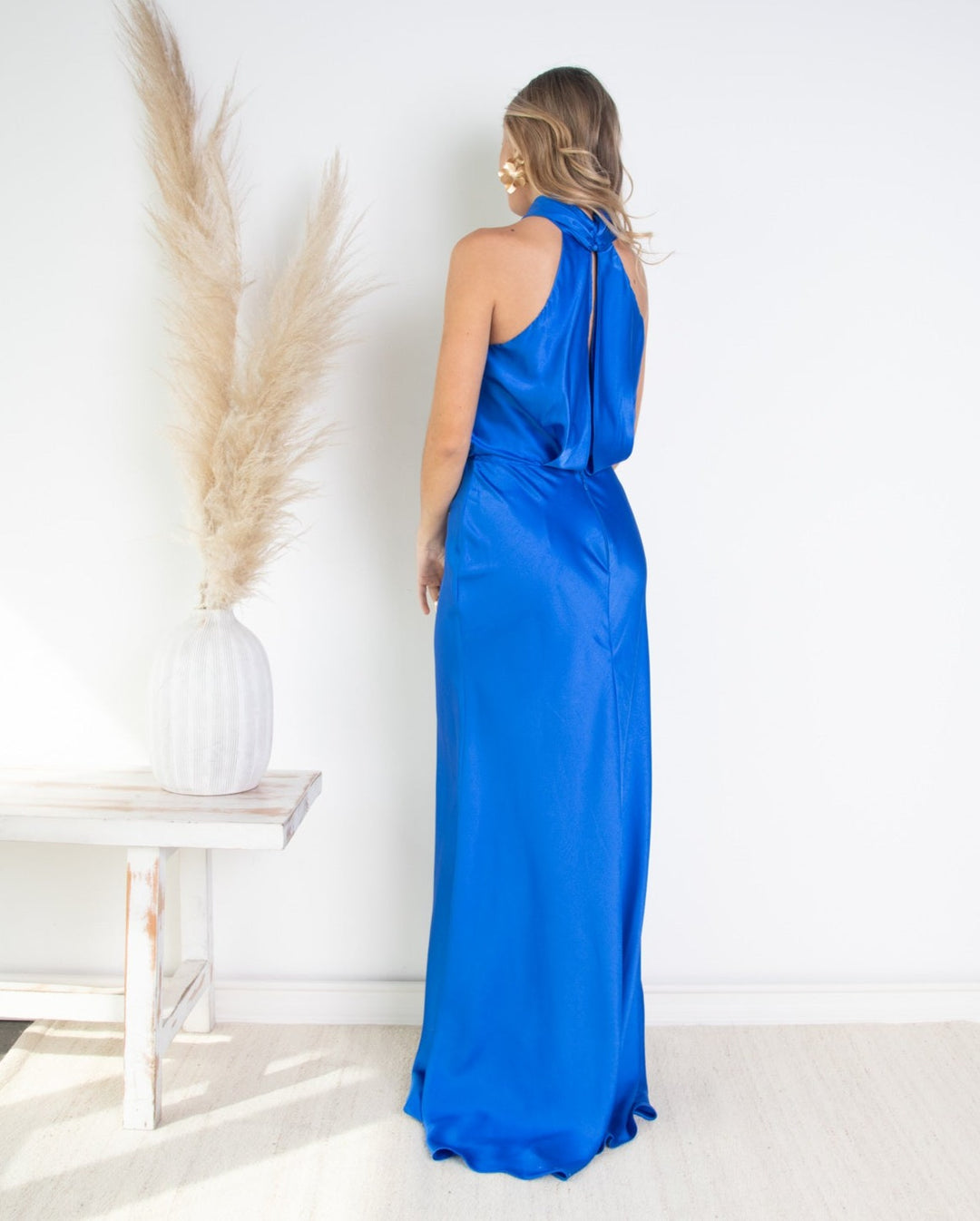 Vestido Largo de Fiesta Sofía Halter Azul Royal