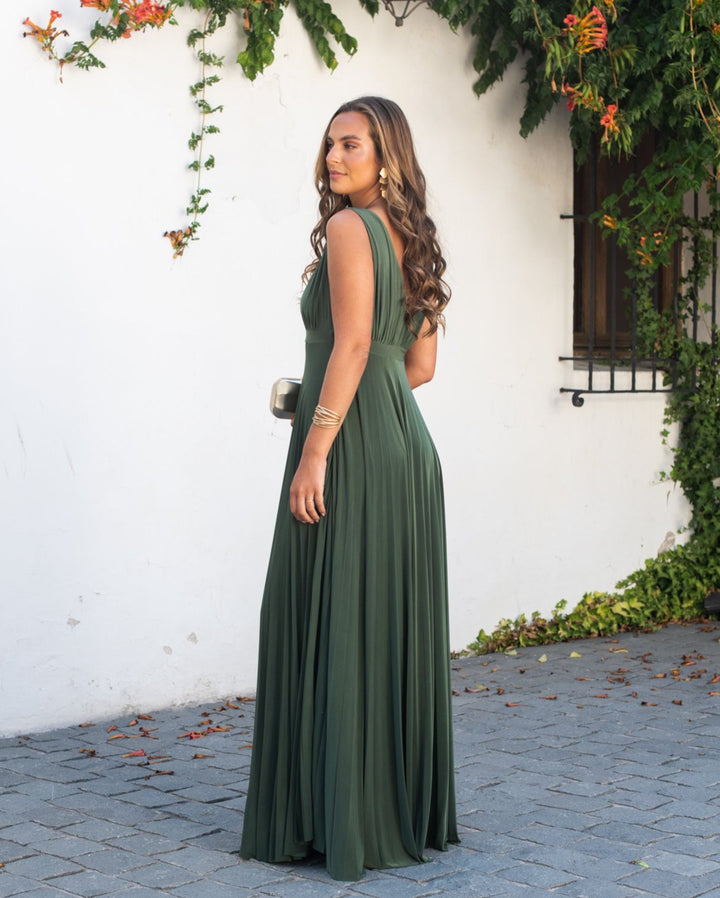 OLIVE GREEN LUPE LONG PARTY DRESS