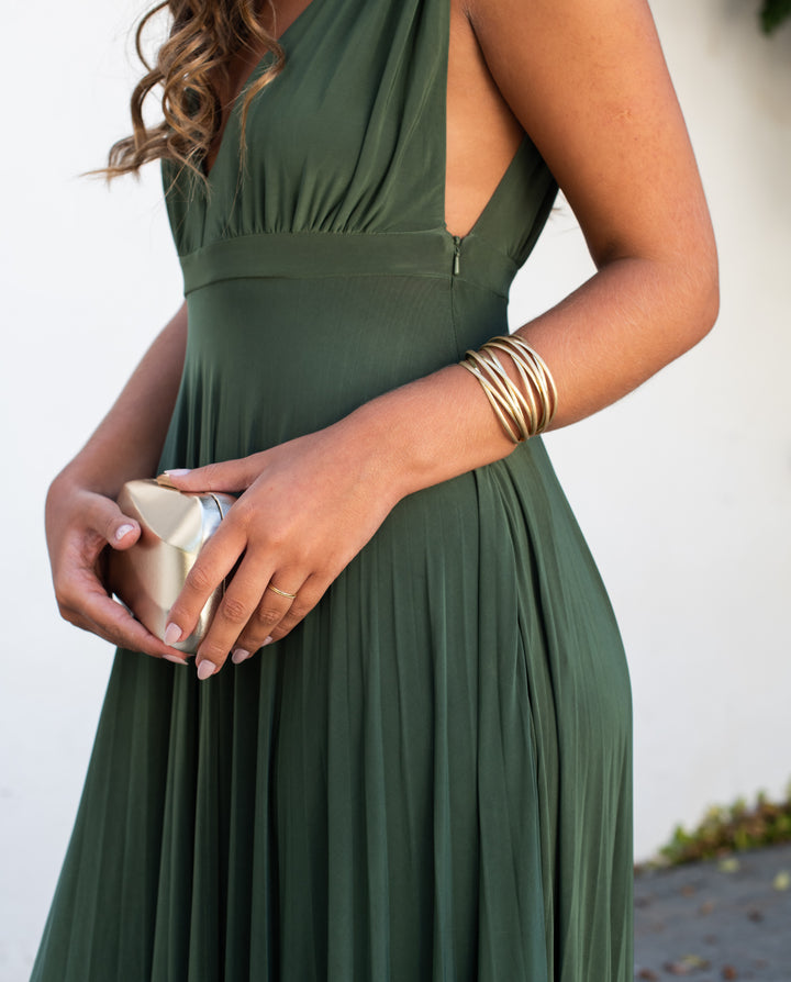 OLIVE GREEN LUPE LONG PARTY DRESS