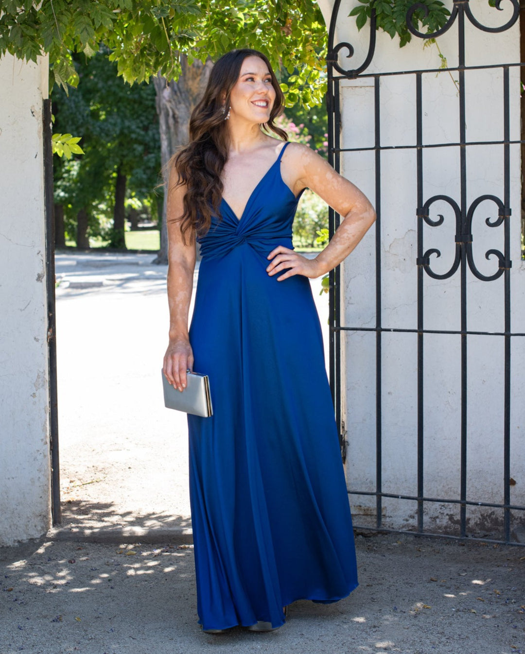 Vestido Largo de Fiesta Nudo Azul Royal - Main Image