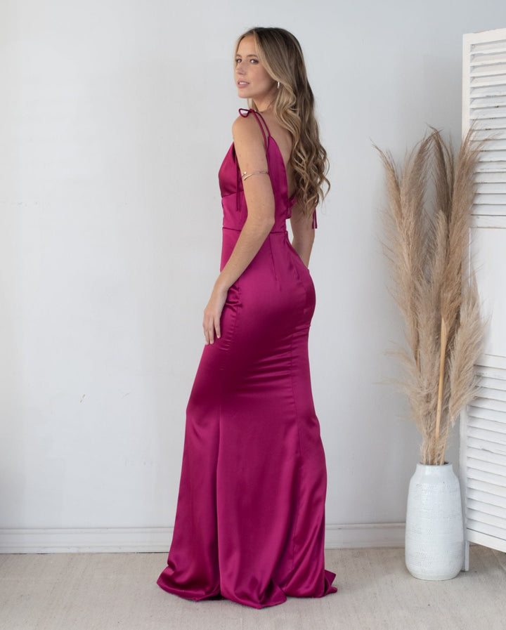 Vestido Largo de Fiesta Ariana Corset Magenta