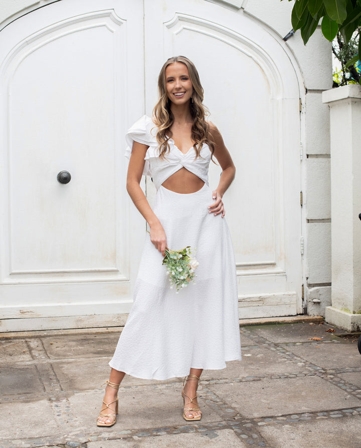 Vestido Midi Lola un Hombro Blanco