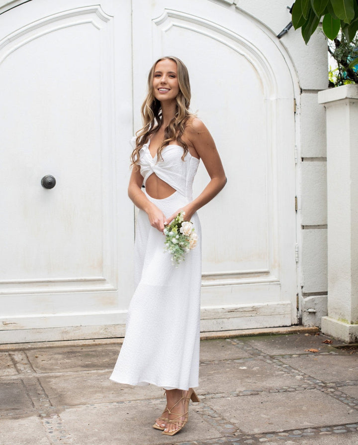 Vestido Midi Lola un Hombro Blanco