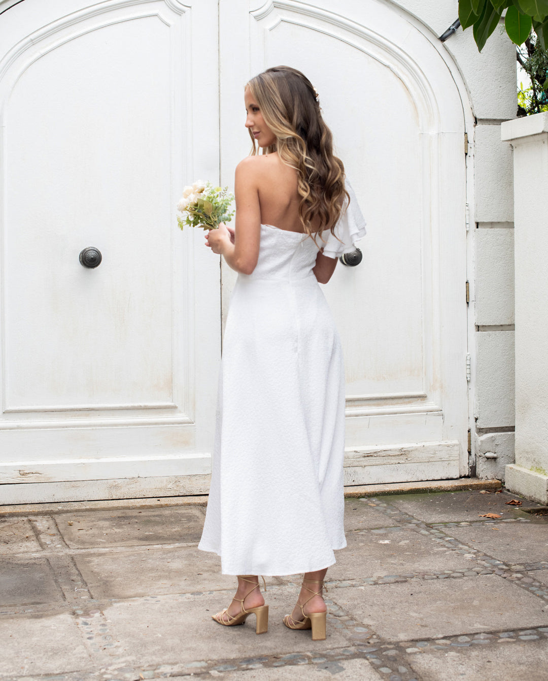 Vestido Midi Lola un Hombro Blanco