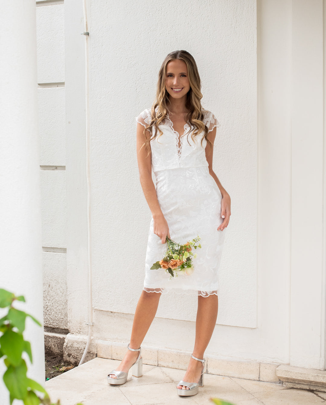 Vestido Midi de Novia Piera Blanco