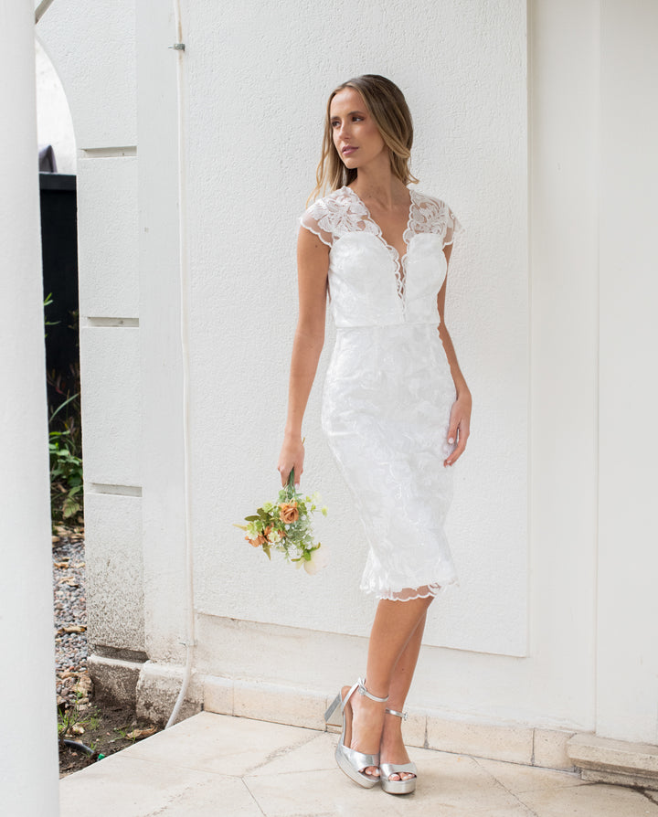 Vestido Midi de Novia Piera Blanco