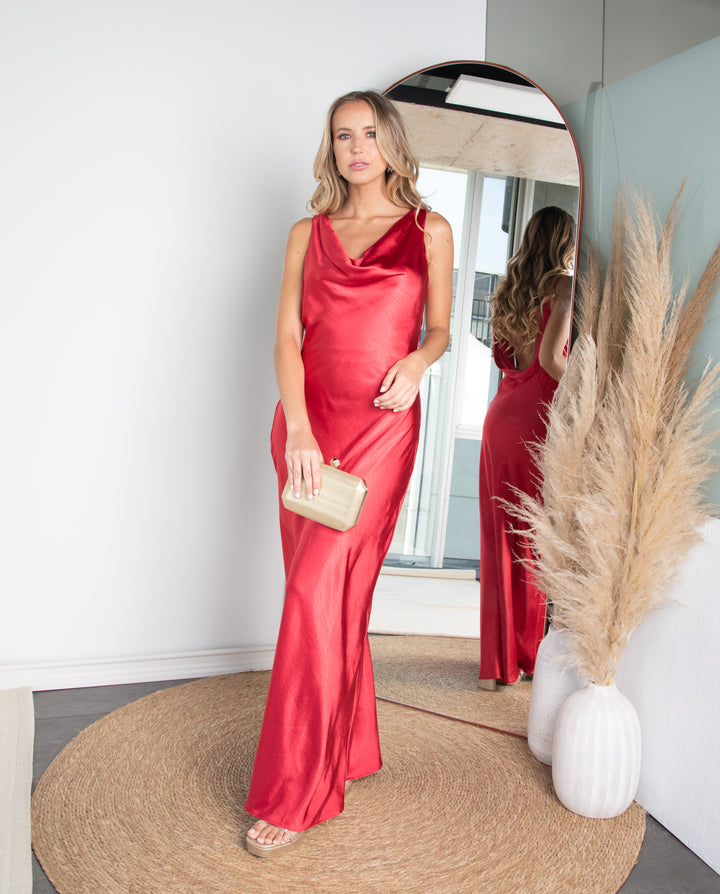 Vestido Largo de Fiesta Melinka Rojo