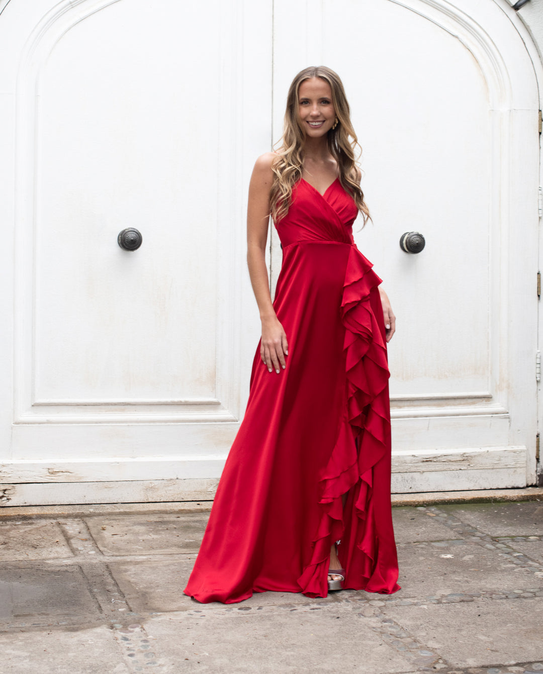 SILVINA RED LONG PARTY DRESS