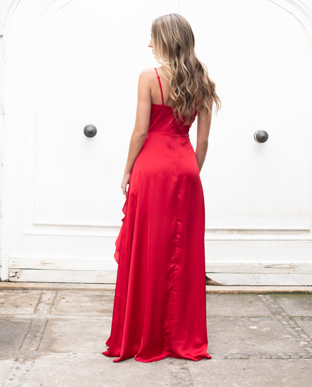 SILVINA RED LONG PARTY DRESS