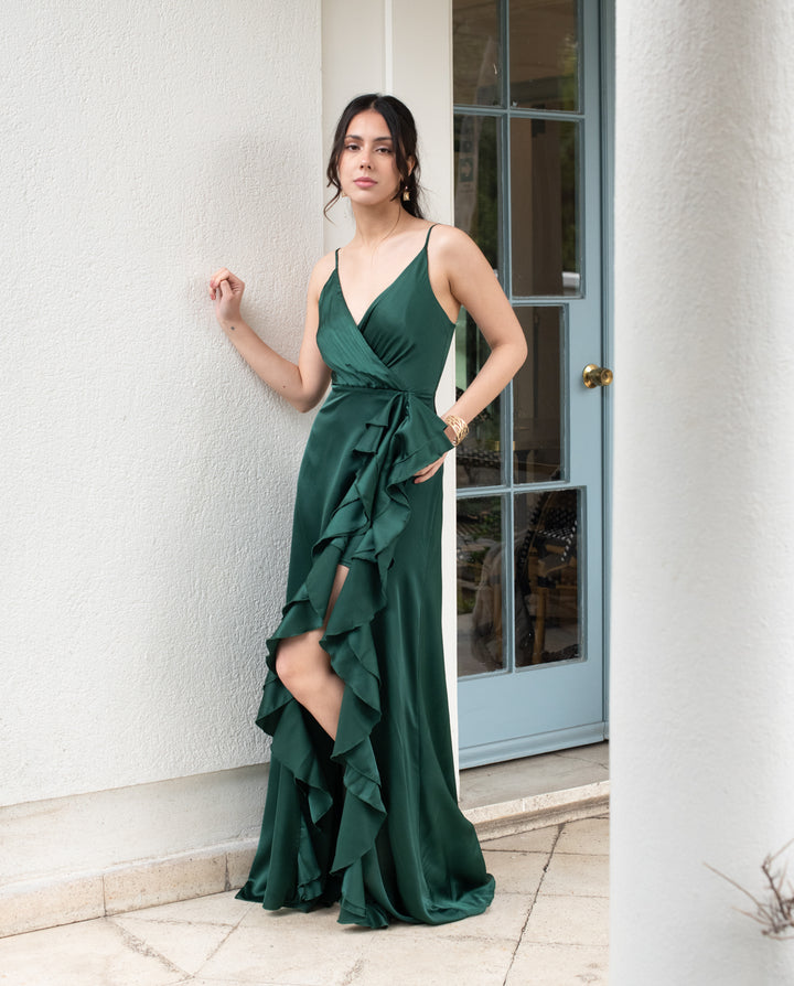 Vestido de Fiesta Largo Silvina Verde Oscuro