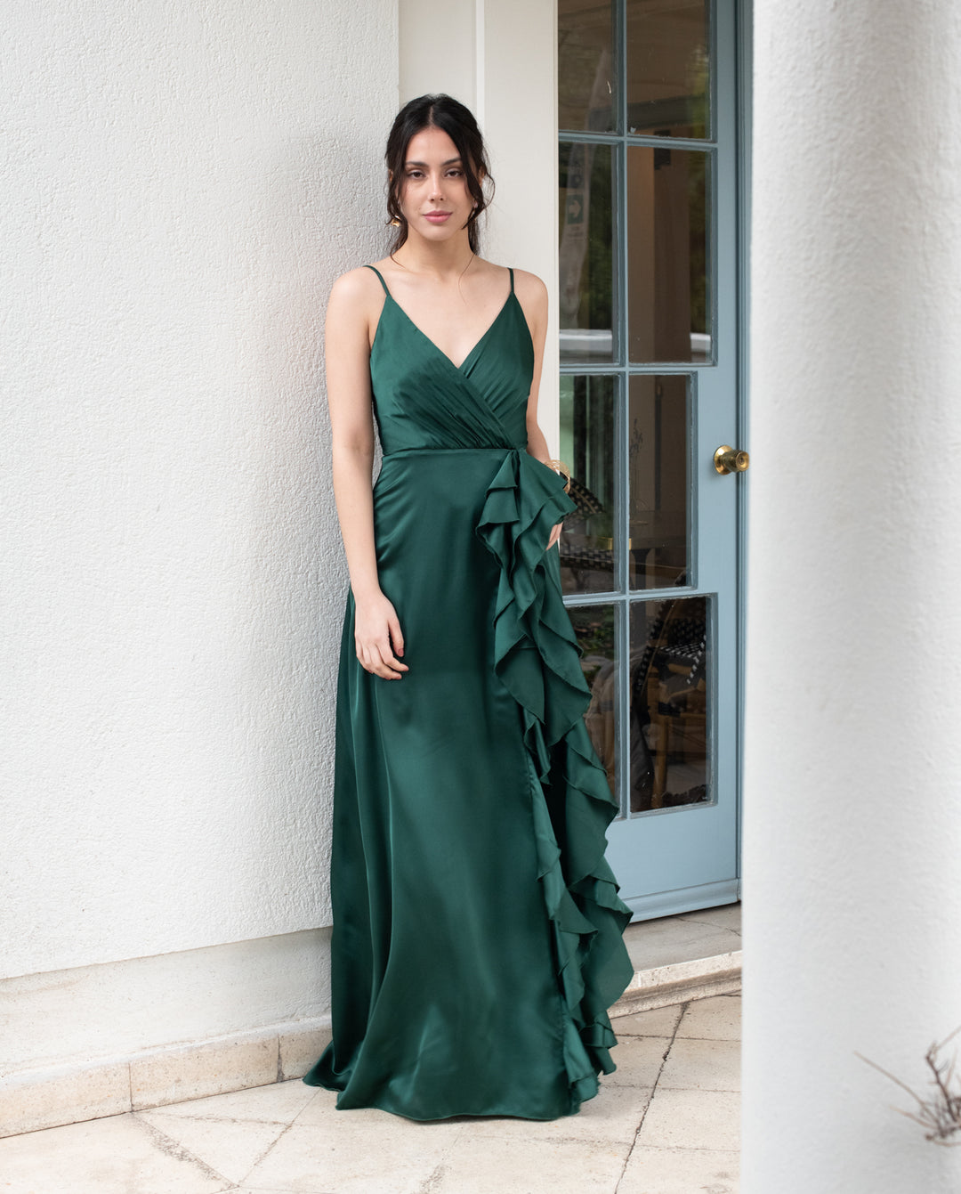 Vestido de Fiesta Largo Silvina Verde Oscuro