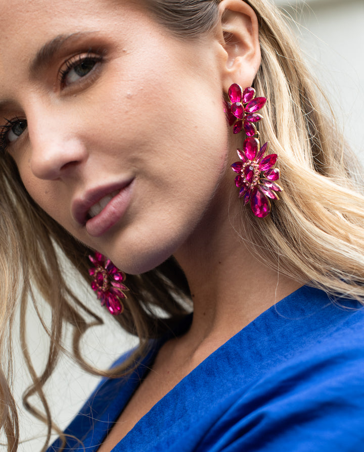 Aros Celia Piedras Fucsia