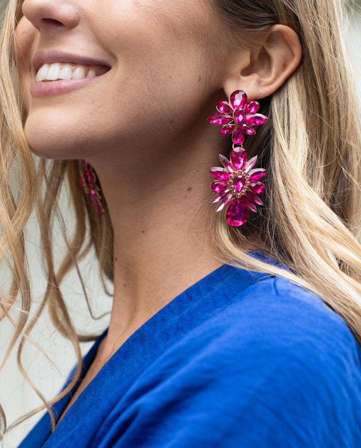 Aros Celia Piedras Fucsia