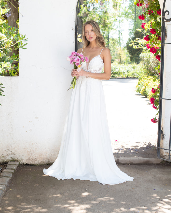 Vestido Largo de Novia Begoña Blanco