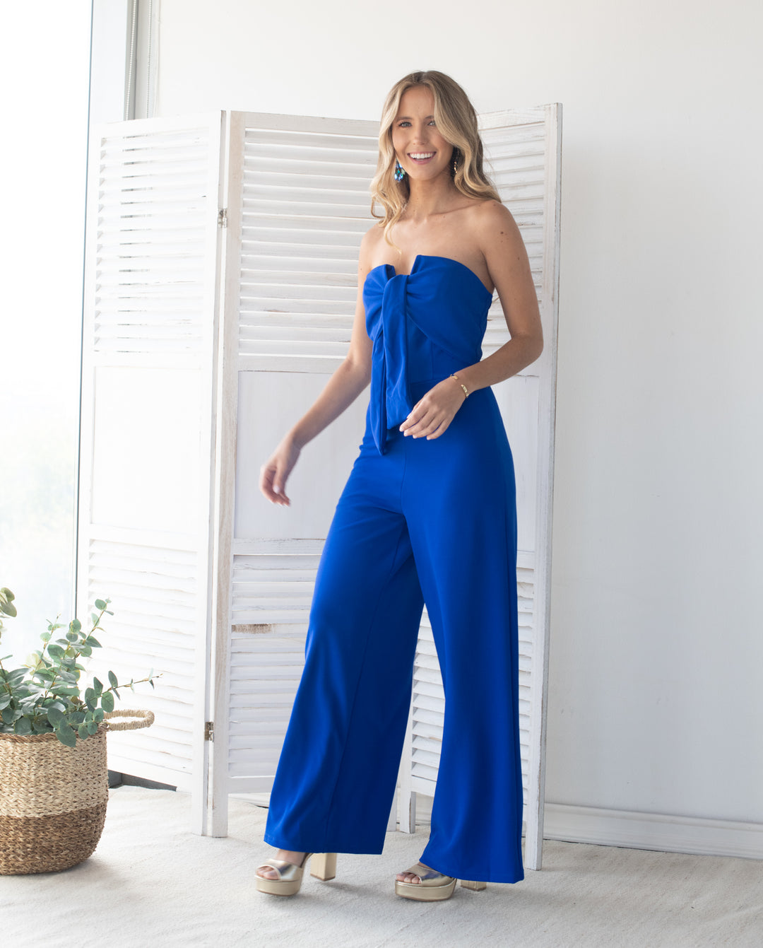 Enterito Largo Almendra Strapless Azul Royal