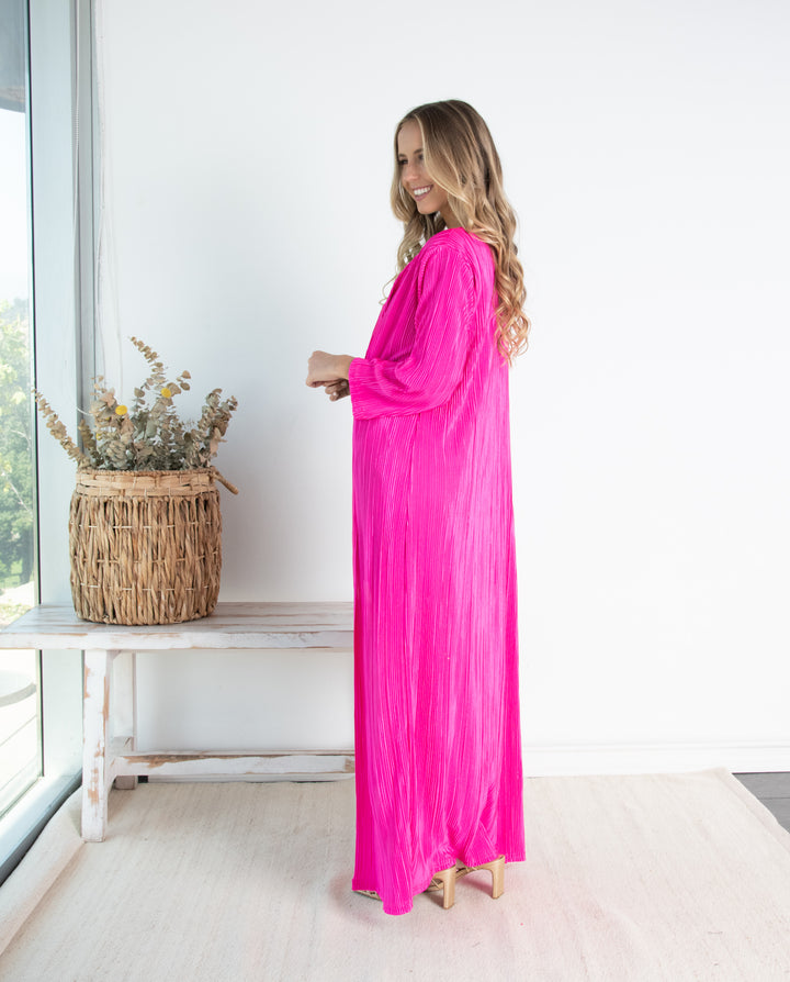 FUCHSIA PLEATED CAMILA MAXI COVER