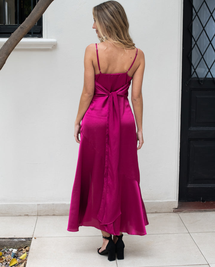 Vestido de Fiesta Midi Manuela Magenta