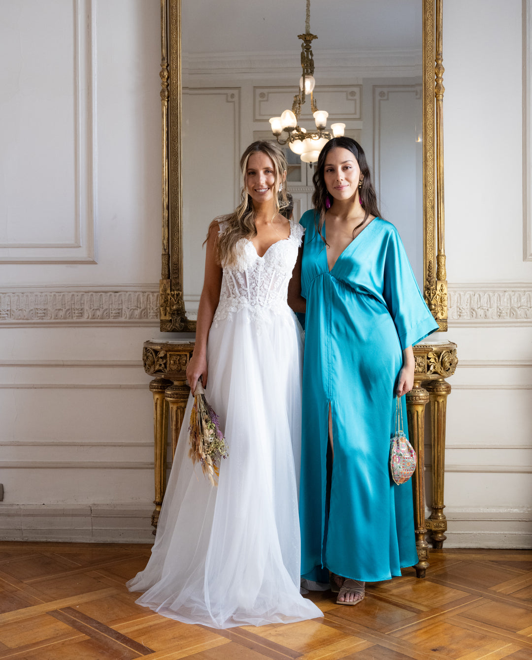 Vestido de Fiesta Pola Satín Turquesa Claro