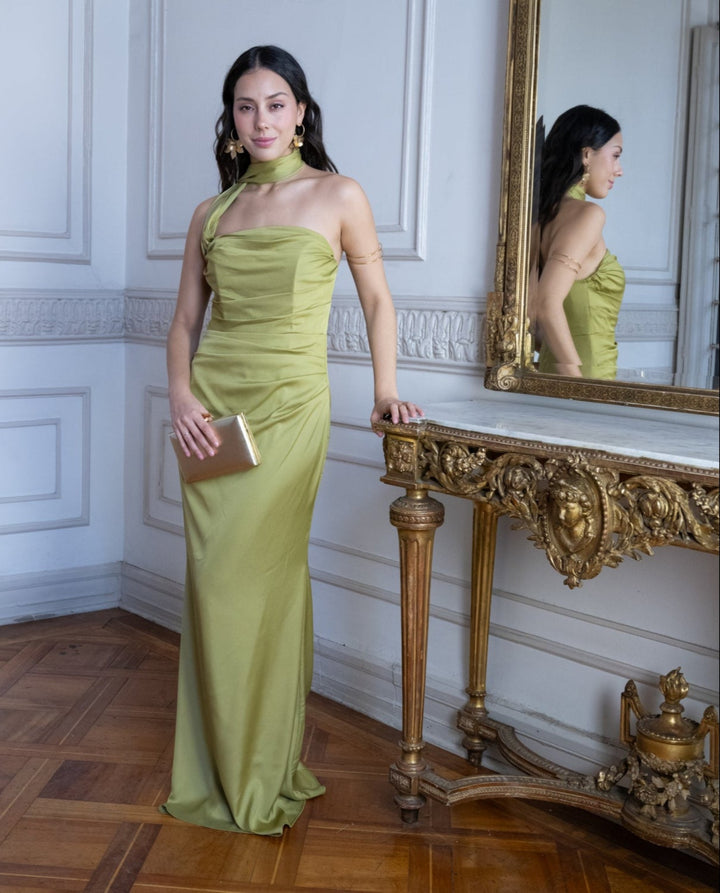 Vestido de Fiesta Paloma Verde Limón