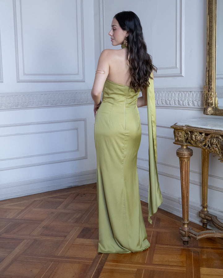 Vestido de Fiesta Paloma Verde Limón